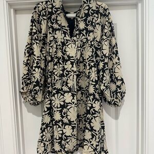 Elegant Black and Cream Floral Dress